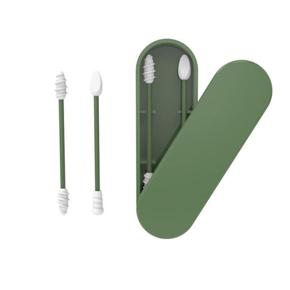 Ear Cleaning Silicone Buds Swabs, Reusable Silicone Ear Swabs with Case, Double-headed Makeup Cleaning Sticks
