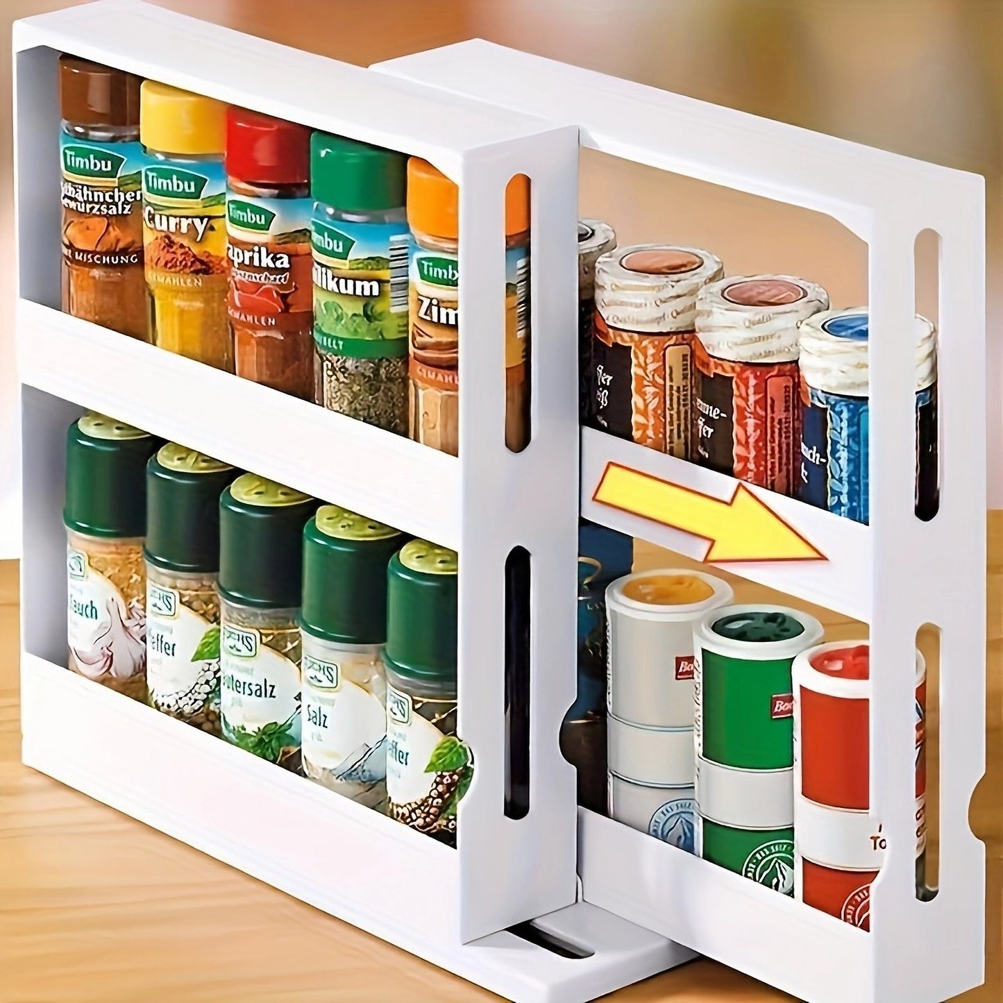 Swivel Two Tier Counter top Spice Storage Rack, Small Organizer Rack