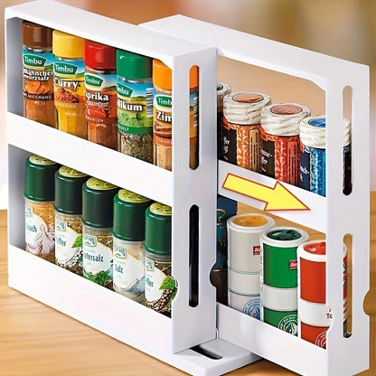 Swivel Two Tier Counter top Spice Storage Rack, Small Organizer Rack