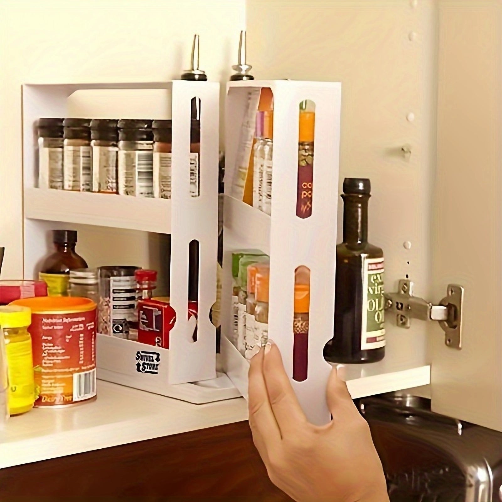 Swivel Two Tier Counter Top Spice Storage Rack Small Organizer Rack 2