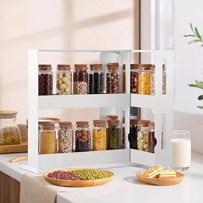 Swivel Two Tier Counter Top Spice Storage Rack Small Organizer Rack 4