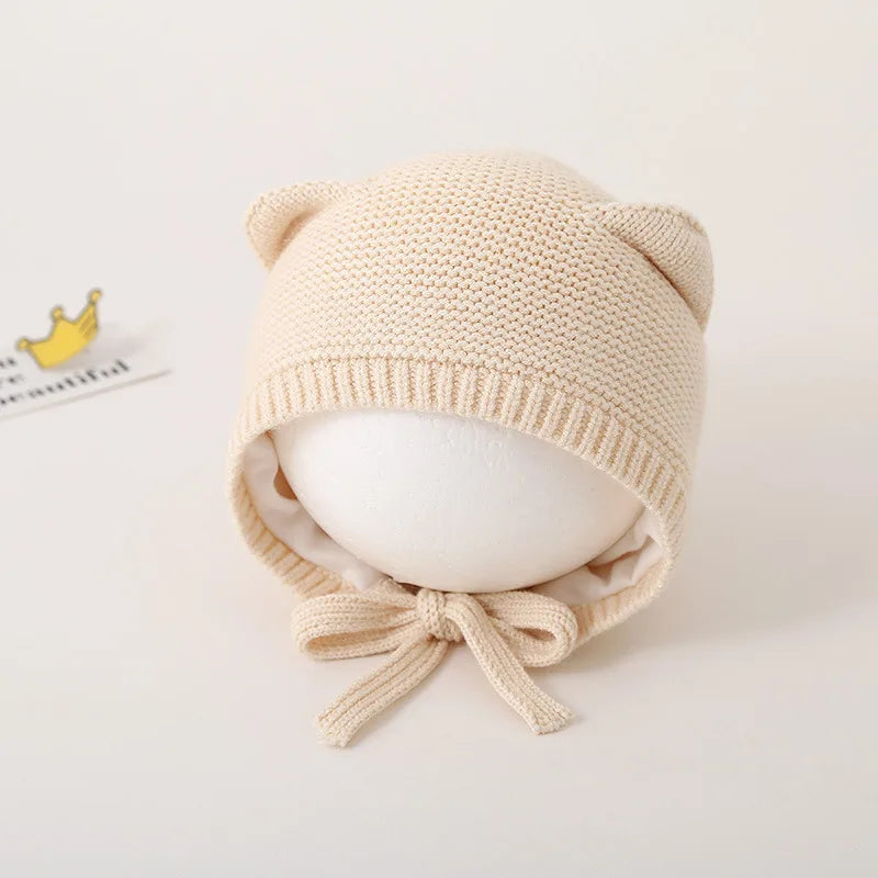 Cute Cat Ears Kids Hat Windproof Lacing Bonnet For Infant Protection 8