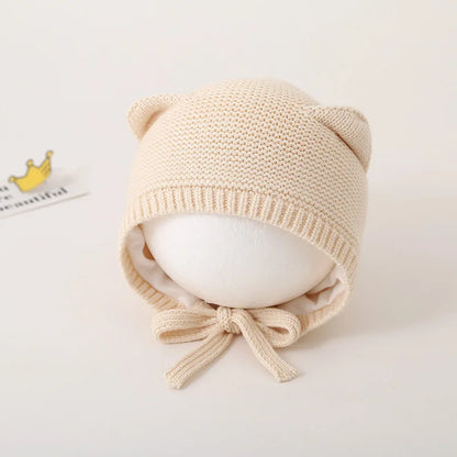 Cute Cat Ears Kids Hat Windproof Lacing Bonnet For Infant Protection 8