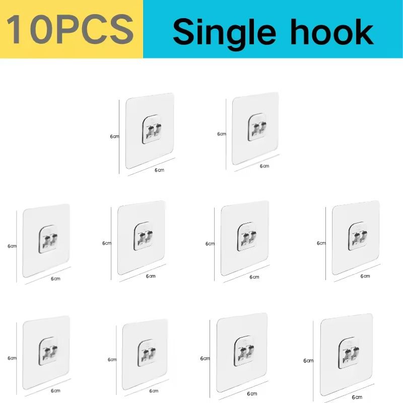 Transparent Adhesive Wall Hooks  Strong NoDrill Hangers For Kitchen  Bathroom 8