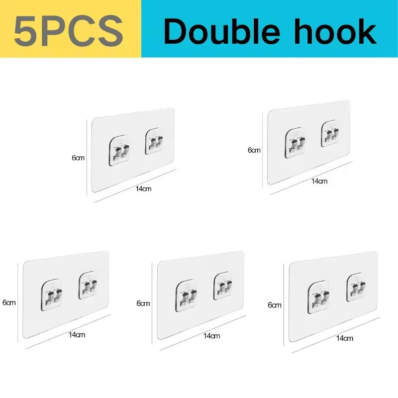 Transparent Adhesive Wall Hooks  Strong NoDrill Hangers For Kitchen  Bathroom 11