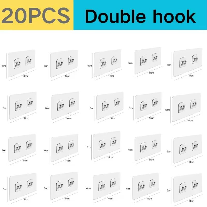 Transparent Adhesive Wall Hooks  Strong NoDrill Hangers For Kitchen  Bathroom 13
