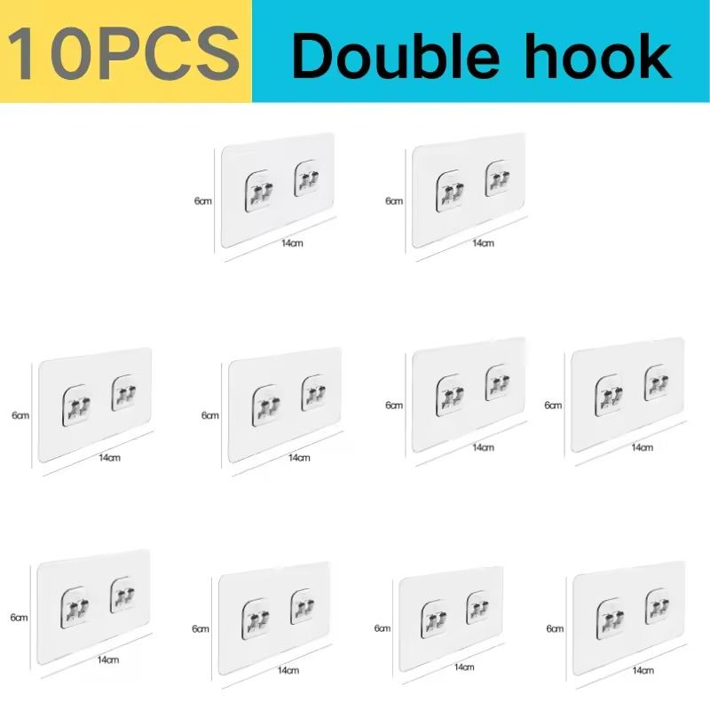 Transparent Adhesive Wall Hooks  Strong NoDrill Hangers For Kitchen  Bathroom 12