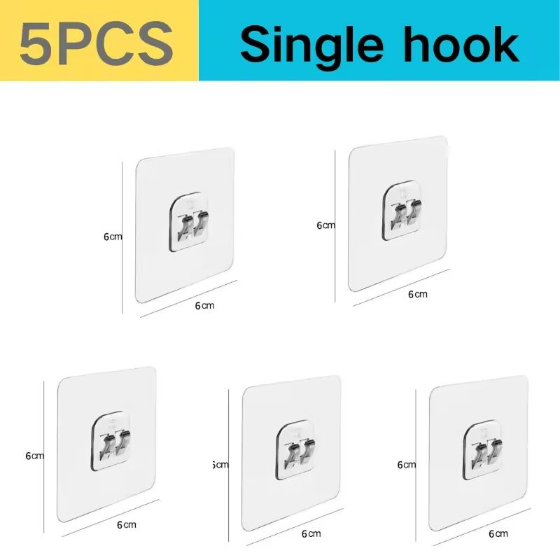 Transparent Adhesive Wall Hooks  Strong NoDrill Hangers For Kitchen  Bathroom 7