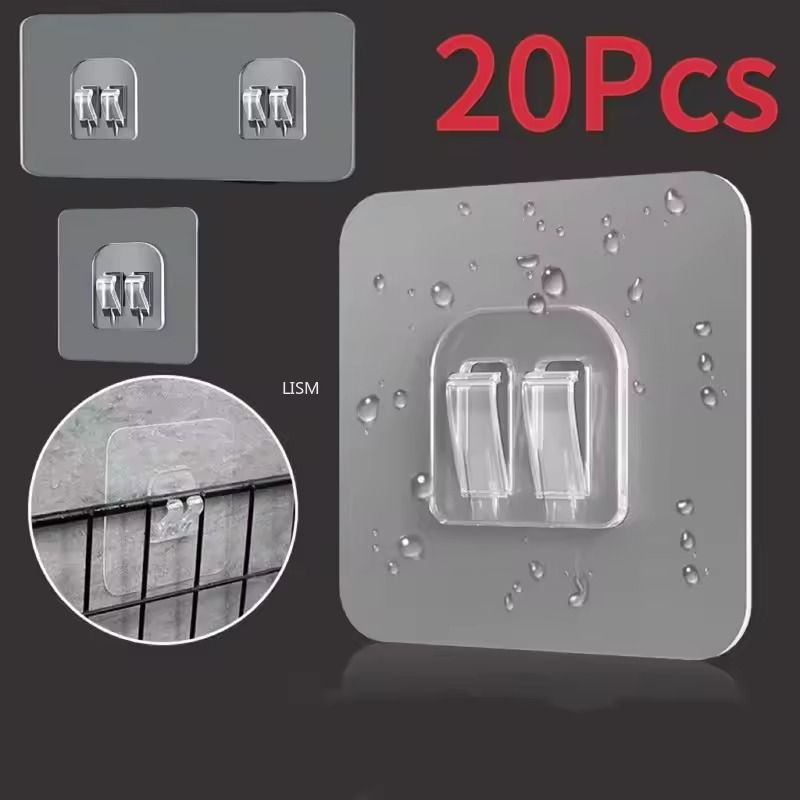 Transparent Adhesive Wall Hooks – Strong No-Drill Hangers for Kitchen & Bathroom