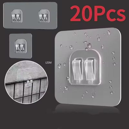 Transparent Adhesive Wall Hooks – Strong No-Drill Hangers for Kitchen & Bathroom