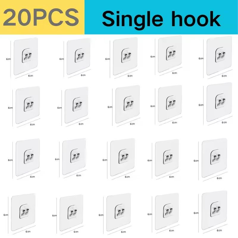 Transparent Adhesive Wall Hooks  Strong NoDrill Hangers For Kitchen  Bathroom 9