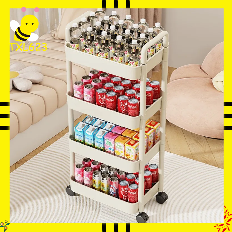 Mobile Bathroom Storage Trolley Rack Multifunctional Household Kitchen  Bathroom Organizer Cart Wit