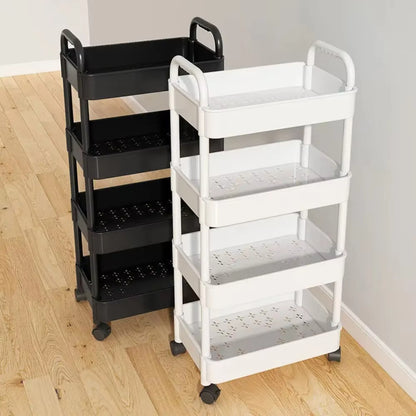 Mobile Bathroom Storage Trolley Rack Multifunctional Household Kitchen  Bathroom Organizer Cart Wit