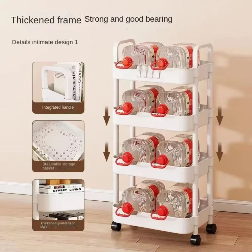 Mobile Bathroom Storage Trolley Rack Multifunctional Household Kitchen  Bathroom Organizer Cart Wit