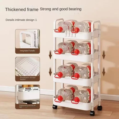 Mobile Bathroom Storage Trolley Rack Multifunctional Household Kitchen  Bathroom Organizer Cart Wit