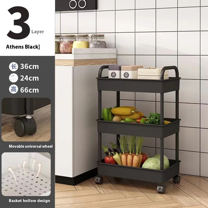 Mobile Bathroom Storage Trolley Rack Multifunctional Household Kitchen  Bathroom Organizer Cart Wit