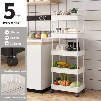 Mobile Bathroom Storage Trolley Rack Multifunctional Household Kitchen  Bathroom Organizer Cart Wit
