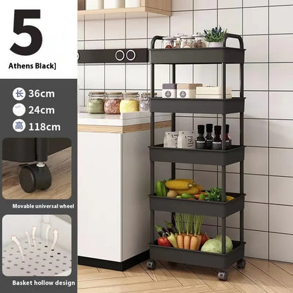Mobile Bathroom Storage Trolley Rack Multifunctional Household Kitchen  Bathroom Organizer Cart Wit