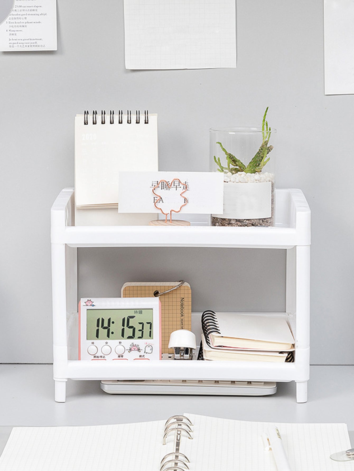 Desktop Double Layer Storage Rack For Desk Office Cosmetics And Stationery 1