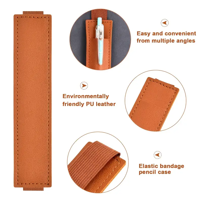 Pen Holder For Notebook Leather Adjustable Elastic Band Pen Pouch For Planner 2