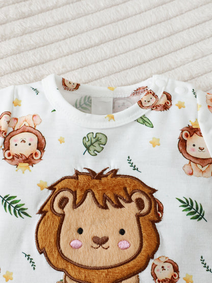 Baby Boy Casual Hoodie With Cartoon Lion Pattern Shorts And Hat 2