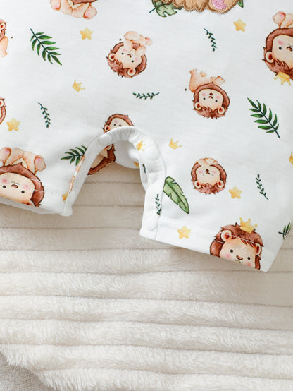 Baby Boy Casual Hoodie With Cartoon Lion Pattern Shorts And Hat 3
