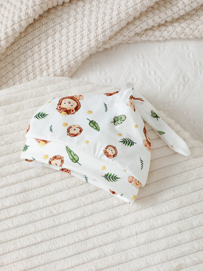 Baby Boy Casual Hoodie With Cartoon Lion Pattern Shorts And Hat 4
