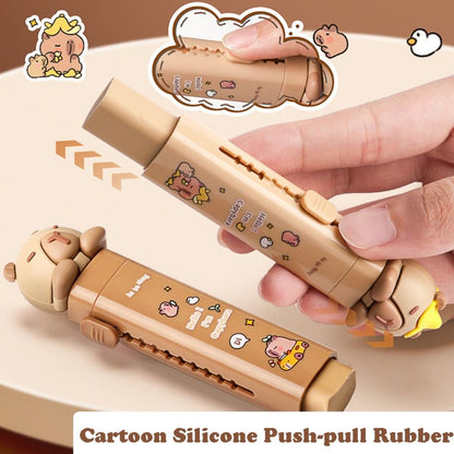 Cartoon Capybara Push Pull Eraser Silicone Correction Tool Replaceable Core Gift 1