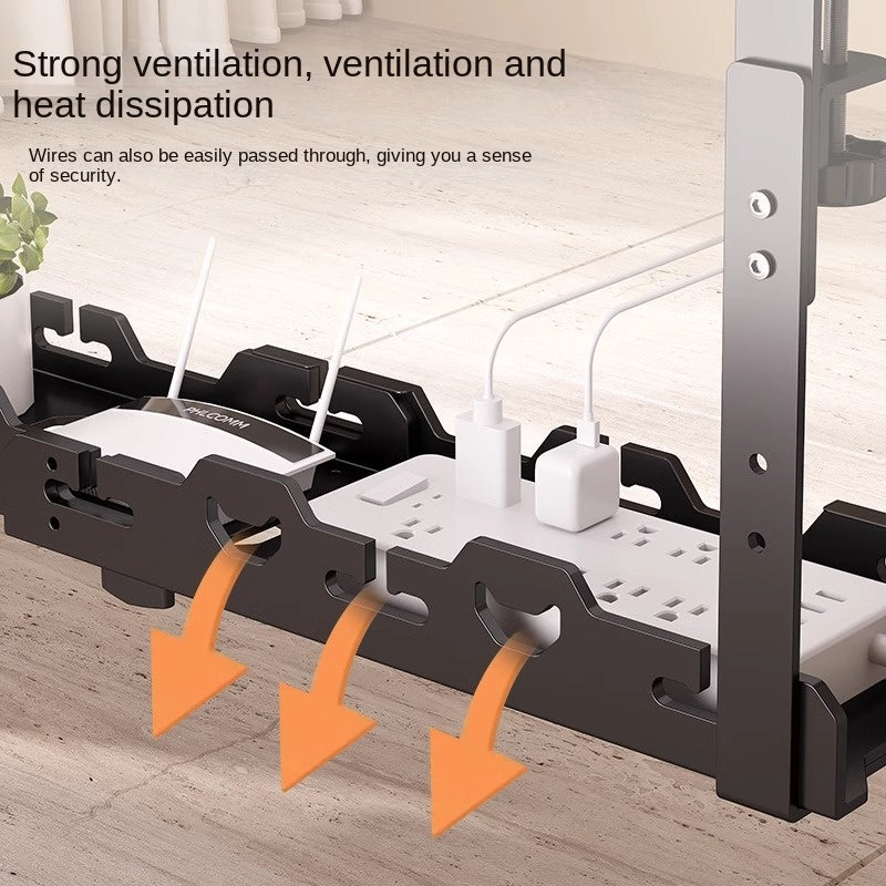 Metal Cable Management Tray, Telescopic Under Table Storage Rack, Wire Organizer for Home Office
