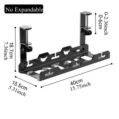 Metal Cable Management Tray, Telescopic Under Table Storage Rack, Wire Organizer for Home Office
