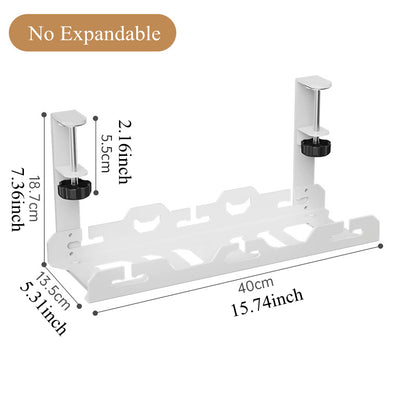 Metal Cable Management Tray, Telescopic Under Table Storage Rack, Wire Organizer for Home Office