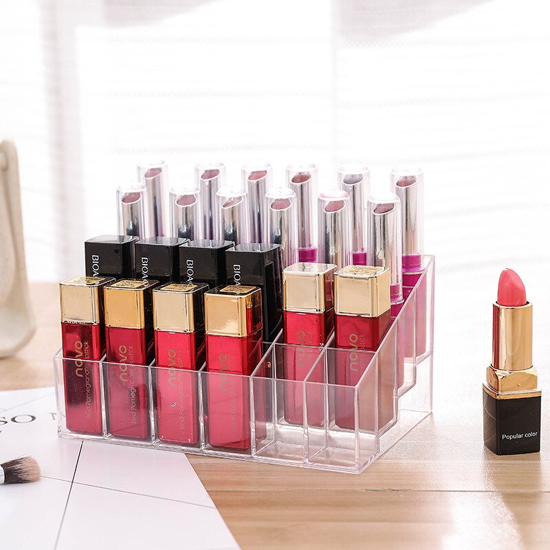 Grid Acrylic Cosmetics Storage Box Lipstick Holder And Display Rack To Store And Sort Lipstick Nail 3