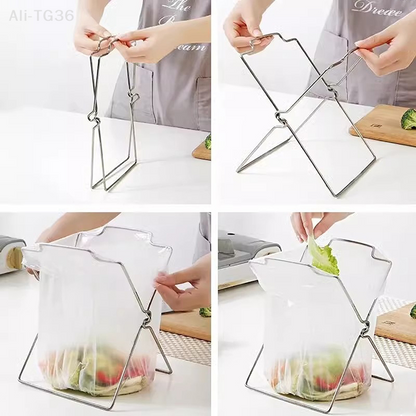 Foldable Outdoor Kitchen Garbage Rack With Freshkeeping Bag Holder 0