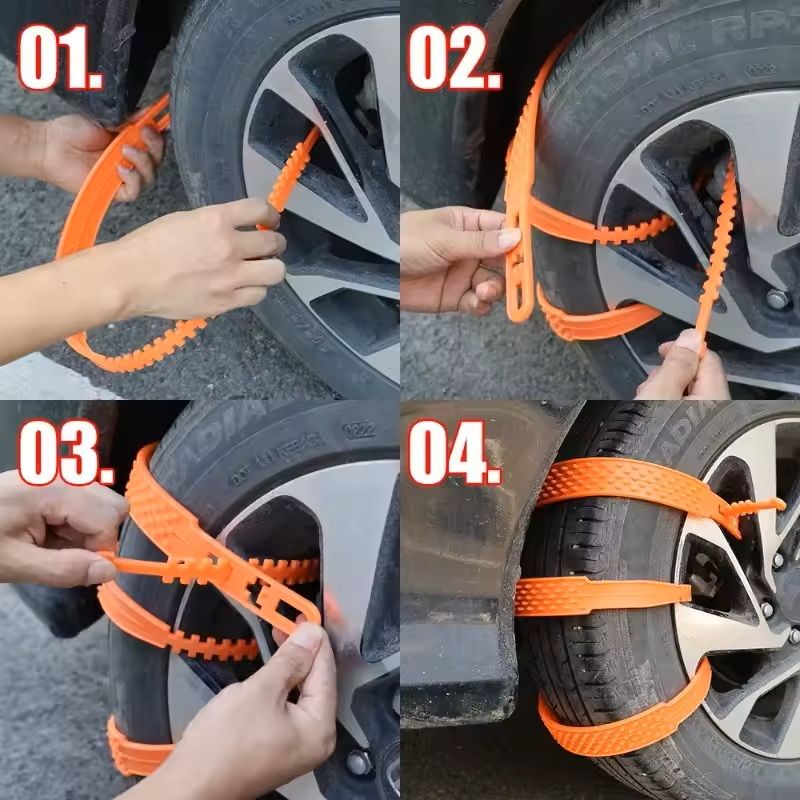 Plastic Snow Chains for Car Tires Anti-Slip Winter Wheel Chains (10 / 20-Piece Set) for Snow, Ice & Mud