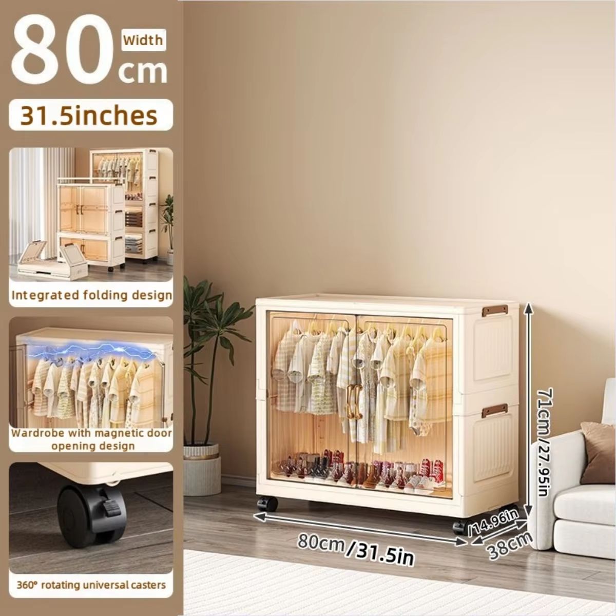 Large Capacity 80cm Folding Wardrobe Closet Organizer 6