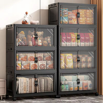 22.40in Foldable Double Door Multi Layer Storage Box Organizer