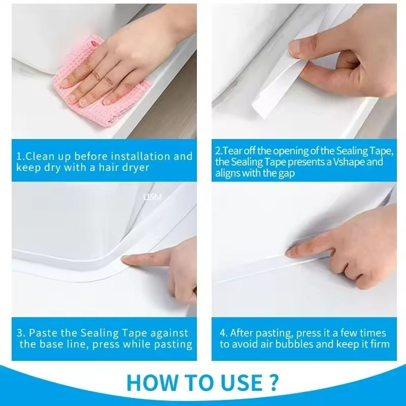 Waterproof PVC Bathroom  Kitchen Sealing Tape  SelfAdhesive Caulk Strip For Sinks  Showers 0