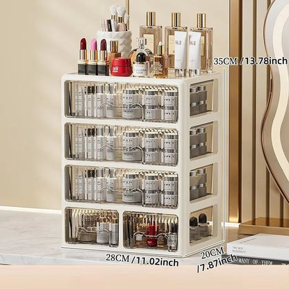 Cream Glow Multi Tier Cosmetic Organizer With Drawers 7