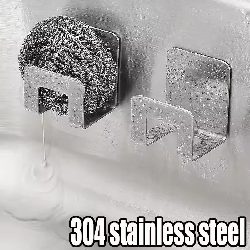 Stainless Steel Sponge Holder  SelfAdhesive Sink Drying Rack  Kitchen Organizer 4