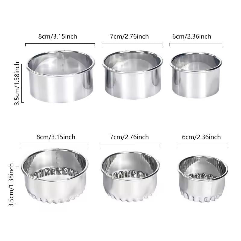 Premium 3Piece Stainless Steel Round Dough  Cookie Cutter Set 5