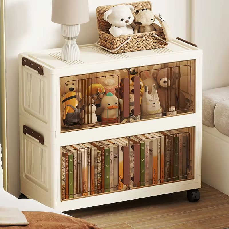 Clear Black View Foldable DoubleDoor Rolling Storage Organizer Box 2756in 2
