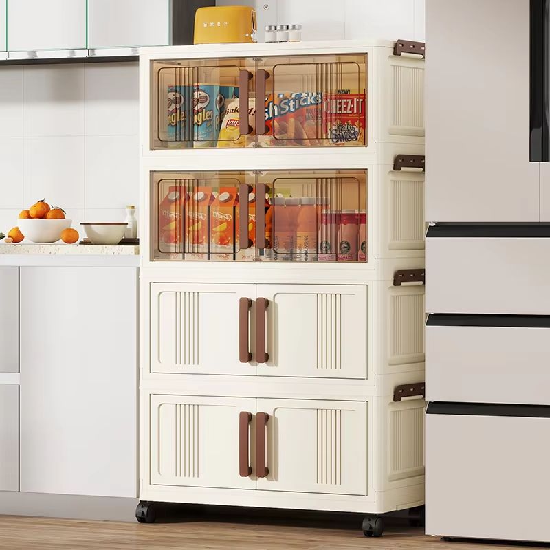 Clear Black View Foldable DoubleDoor Rolling Storage Organizer Box 2756in 4