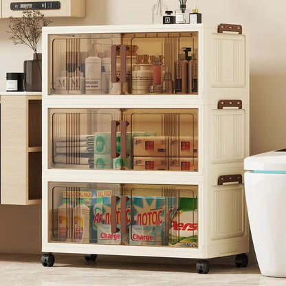 Clear View Foldable DoubleDoor Rolling Storage Cabinet 236 In 2