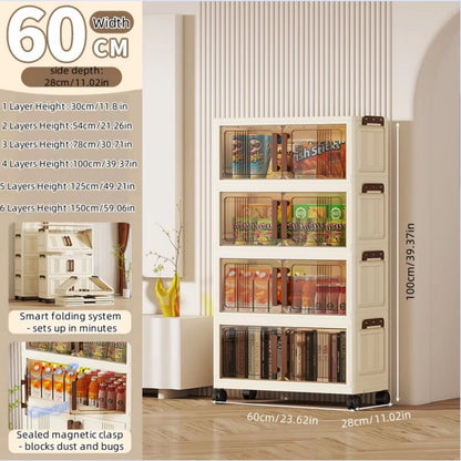 Clear View Foldable DoubleDoor Rolling Storage Cabinet 236 In 7