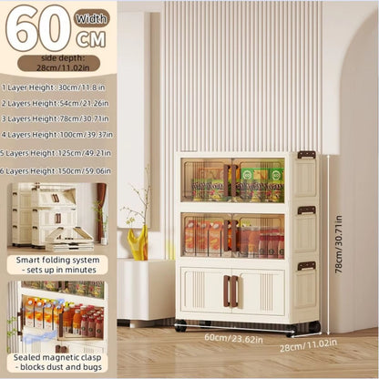 Clear View Foldable DoubleDoor Rolling Storage Cabinet 236 In 15