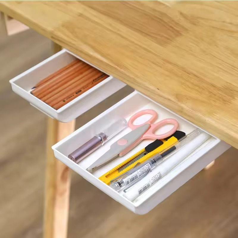 SelfAdhesive Hidden Desk Drawer  UnderTable Storage Box For Stationery  Accessories 2
