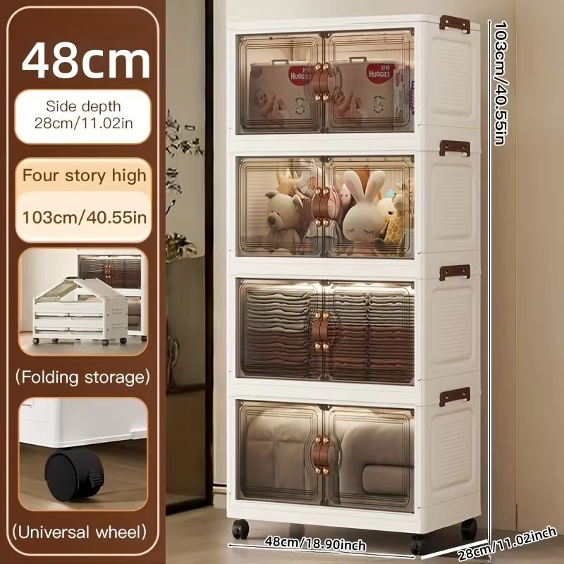 48cm Wide Foldable Rolling Storage Cabinet 1890in With Wheels 36 Tier For Home Organization 8