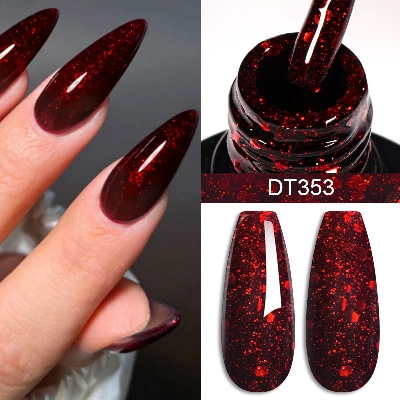 7ml Red Gel Nail Polish  Crystal Shine SemiPermanent UVLED SoakOff 1