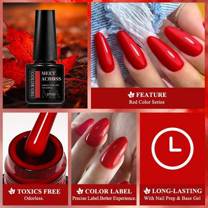 7ml Red Gel Nail Polish  Crystal Shine SemiPermanent UVLED SoakOff 6