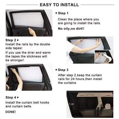 2-Pack Universal Car Sunshade Curtains Foldable Side Window Covers for UV Protection & Privacy (Cars, SUVs, Vans)